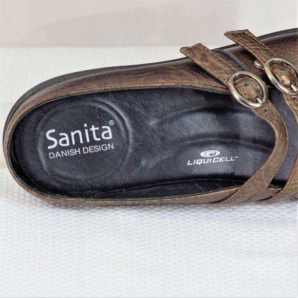 Sanita Danish Design Metallic Bronze Leather Mary Jane Women Clog Shoes - Picture 4 of 16